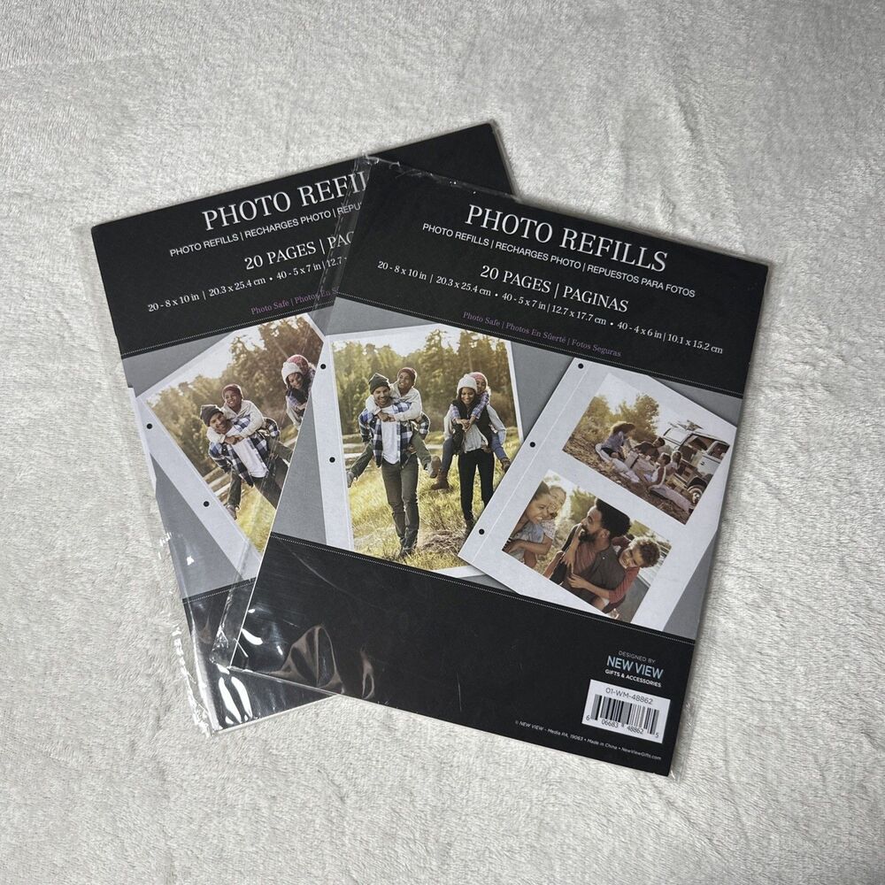 New View Photo Album Refill Pages 3 Ring 8x10 5x7 4x6 Photo Safe Lot of 2